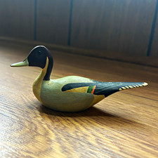 Handmade Hand-Carved Wooden Duck Figurine made by Joe Seme 1936. picture