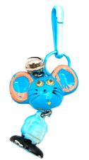 Vintage 1980s Charm Blue Mouse Googly Eyes for Plastic Clip Necklace picture