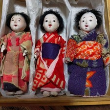 Antique Mame Ichimatsu Doll Set of 3, Meiji-Taisho Era, Japan picture