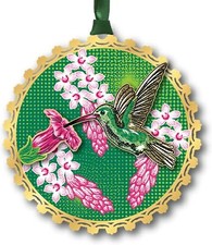 Beacon Design Garden Hummingbird Ornament with Pink Flower, Tree Decoration f... picture