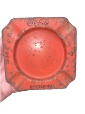 Authentic Vintage 1950s Coke Cola Tin Advertising Ashtray  picture