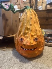 Vintage Large Rare Style Paper Mache Jack O Lantern Halloween Pumpkin 25 inch picture