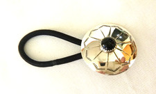 NEW Navajo 925 Sterling Silver Concho Pony Tail Hair Wrap Black Onyx Cabochon picture