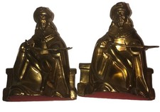 Nice Vintage Brass Colored Metal Old Testament Prophet Book Ends Figurines picture