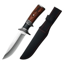 10.8 Inch Fixed Blade Outdoor Knife 5Cr13 Stainless Steel Wood Handle Nylon Shea picture