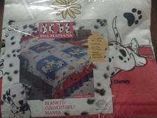 Vintage NOS 101 Dalmatians 90's Disney Satin Trim Blanket 72