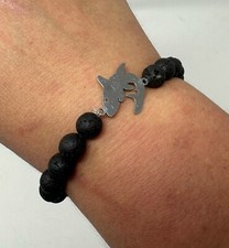 Stop Shark Finning Bumper Sticker, Shark Semi Precious Lava Rock Bead Bracelet picture