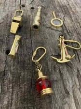 Set Of 6 Brass Antique Different Style Nautical Keychain Collectible Gift picture