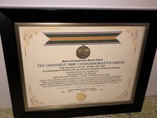 SCSA - VIETNAM WAR TET OFFENSIVE 1968 COMMEMORATIVE MEDAL CERTIFICATE ~ Type 1 picture