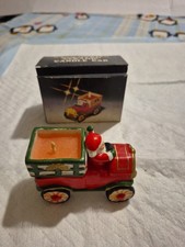Vintage Handcrafted Ceramic SANTA Scented Candle Car CHRISTMAS Decor With Box- picture