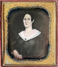 1850s FOLK ART LADY Daguerreotype of Early 19th Century Painting picture