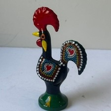 Vintage Hand-Painted Portugal Rooster of Barcelos Good Luck Folk Art 3.5