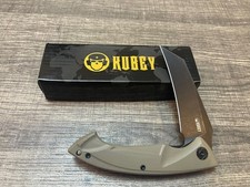 Kubey 2021 New Anteater Liner Lock Folding Knife, Tan G-10 Handles KU212C picture