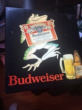 1980s Budweiser Frog Vintage Light Up Sign Tested Works Good Condition picture