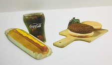 Vintage 1960s Coca-Cola 2 Piece  Vacuform Glass Hot Dog and Hamburger Signs 3D picture