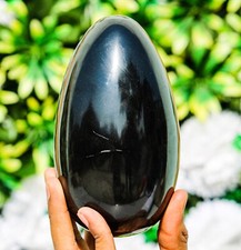 Huge 150MM Natural Black Tourmaline Stone Crystal Healing Energy Chakra Egg picture