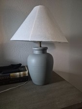 two matching  grey table lamps only 5months old picture