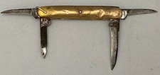 Antique Krusius Brothers Solingen Germany 4 Blade Brass Pocket Knife 1900's picture