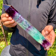 2.8LB Natural unique colored fluorite pillar quartz crystal sample picture
