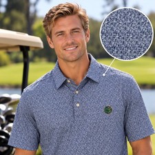 NEW 2026 Masters 1934 Member Logo Patterned Golf Shirt Blue Size SM picture
