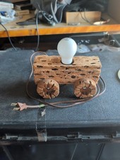 Vtg Cholla Wood Cactus 1950’s Western Wagon Lamp Handmade NO SHADE EASY FIND picture