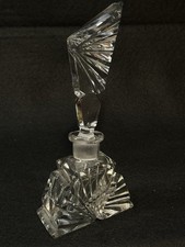 Rare Art Deco ACC Asymmetrical Hand Cut Faceted Crystal Scent Perfume Bottle picture