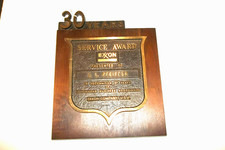 Vintage Original EXXON Gas Oil Company 30 Years Service Award Brass Plaque Sign picture