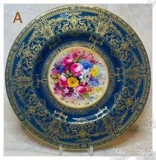 1923 Royal Worcester Cabinet Plate Cobalt Gold Signed E Phillips Burley Chicago picture