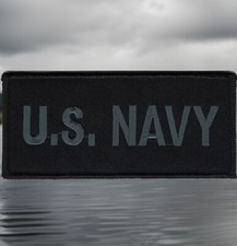 US NAVY Patch Grey Black Embroidered For VELCRO® BRAND Loop Fastener picture