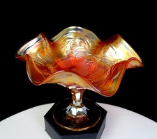 Fenton Carnival Glass Marigold Wreath of Roses Antique 4 3/4