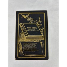 Antique 1894 Victorian Funeral Memorial Card Marietta Stemmons Gold Ephemera picture
