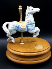 Vintage Carousel Horse Music Box White Horse 