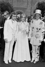 Elton John pictured here as best man to songwriting partner Bernie- Old Photo picture