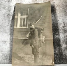 WWI Era Soldier Bill Martins in Uniform Rifle  Backpack Doughboy Military Photo  picture