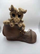 Vintage Art Pottery Planter Ceramic Boot Rabbit Signed By Max Hindt Whimsical picture