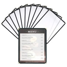 8.5 x 11 Inch Menu Covers, 10 Pack 1 Page 2 View Menu Sleeves Clear View Menu... picture