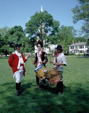 Lexington Massachusetts 1980s Colonial reenactors British troops green drummers picture