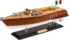 SAILINGSTORY Wooden Speedboat Model Riva Aquarama Runabout Boat Yacht Decor picture