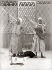 Egypt Snake Charmers Cobra Musicians Performers Street Scene Vtg. Photo 19thC. picture
