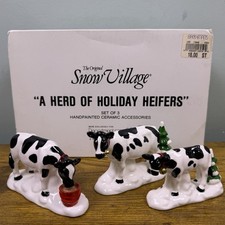 Department 56 Snow Village A Herd Of Holiday Heifers 5455-0 Set Of 3 With Box  picture