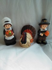 Vintage Thanksgiving Decor Pilgrims Turkey Candles 90s Nostalgia Autumn Fall New picture