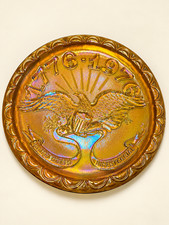 Vintage Indiana Glass Marigold Carnival Glass Plate 1776-1976 Bicentennial Eagle picture