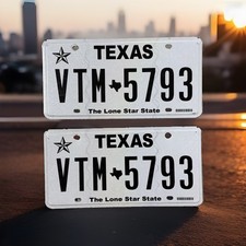 Texas License Plates Matching Pair Matched Set Lone Star State VTM 5793 picture