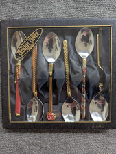 Vintage Creative Copper 6 Piece Spoon Set Handcrafted Art Metal Boxed - NEW picture