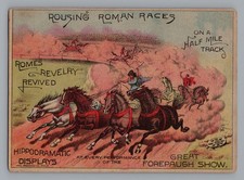 RARE Great Forepaugh Circus Trade Card Roman Hippodrome Chariot Race Avil Litho picture
