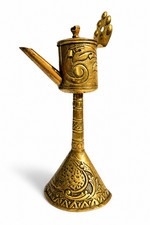 Antique Dutch Brass Snotneus Oil Lamp, Flemish, 19th Century picture