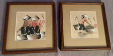 Nice Pair Vintage Asian Artwork Signed & Stamped picture