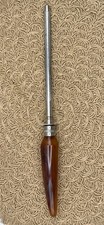 Vintage Amber Marbled Handle Honing Steel Sharpening Rod Retro Kitchen picture
