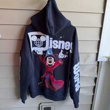 Disney Fantasia Sorcerer Mickey Navy Zip-Up Hoodie Walt Disney World Unisex L picture