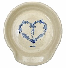 Marshall Pottery Paul Storie TX Stoneware Spoon Rest Holder Heart Vtg Retired picture